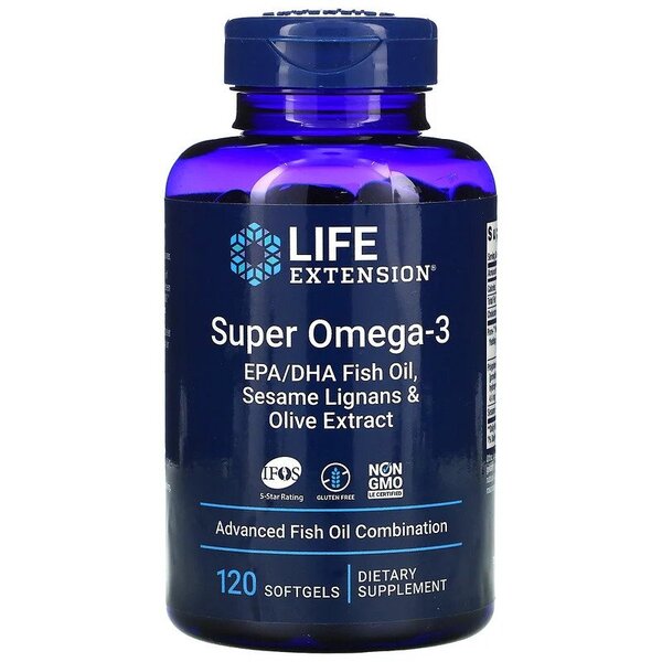 Super Omega-3 EPA/DHA Fish Oil, Sesame Lignans & Olive Extract- 120 softgels