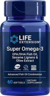 Super Omega-3 EPA/DHA Fish Oil with Sesame Lignans & Olive Extract - 60 softgels