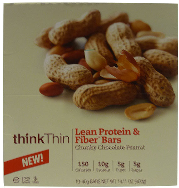 Think Thin Lean Protein & Fiber Bar, Chunky Chocolate Peanut - 10 bars