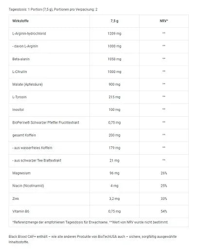 BioTech Black Blood CAF+ 300g (40 Serv.) - Lozipper 