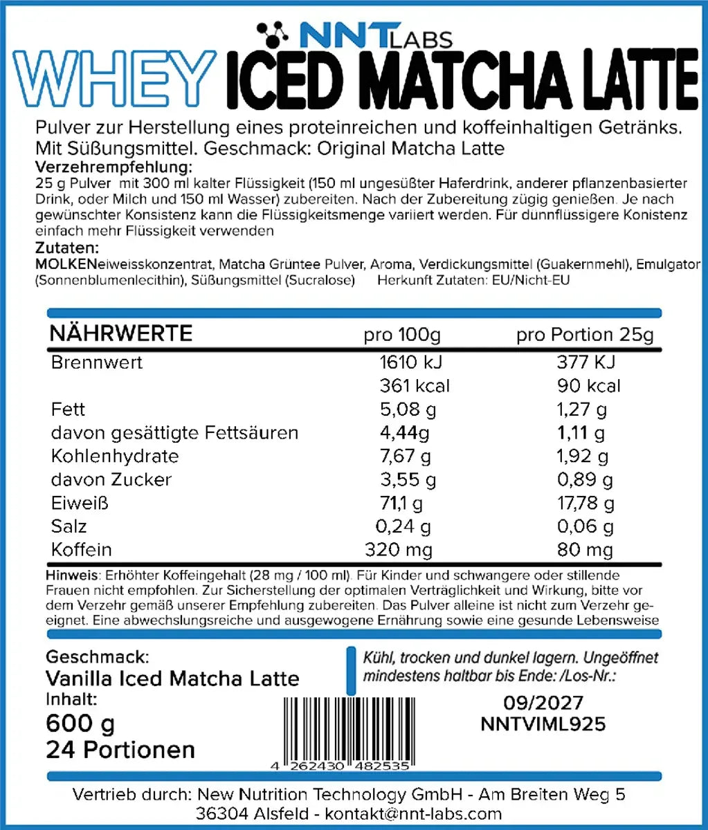 NNT Whey ICED MATCHA LATTE 600g - Lozipper 