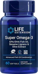 Super Omega-3 EPA/DHA Fish Oil with Sesame Lignans & Olive Extract - 60 softgels