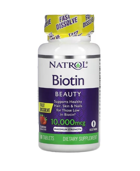 Biotin Fast Dissolve,10000mcg (Strawberry) - 60 tabs