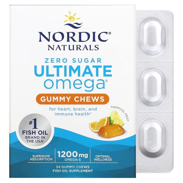 Ultimate Omega Gummy Chews, Tropical Fruit - 54 gummies